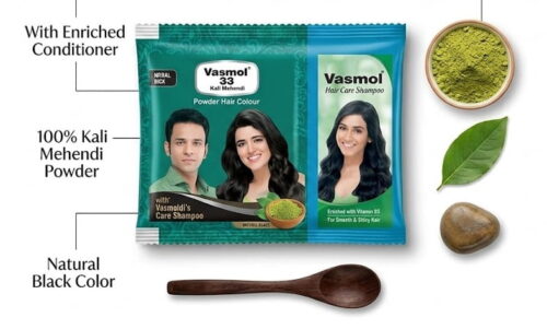 Vasmol 33 Kali Mehendi Powder hair Natural Black Color